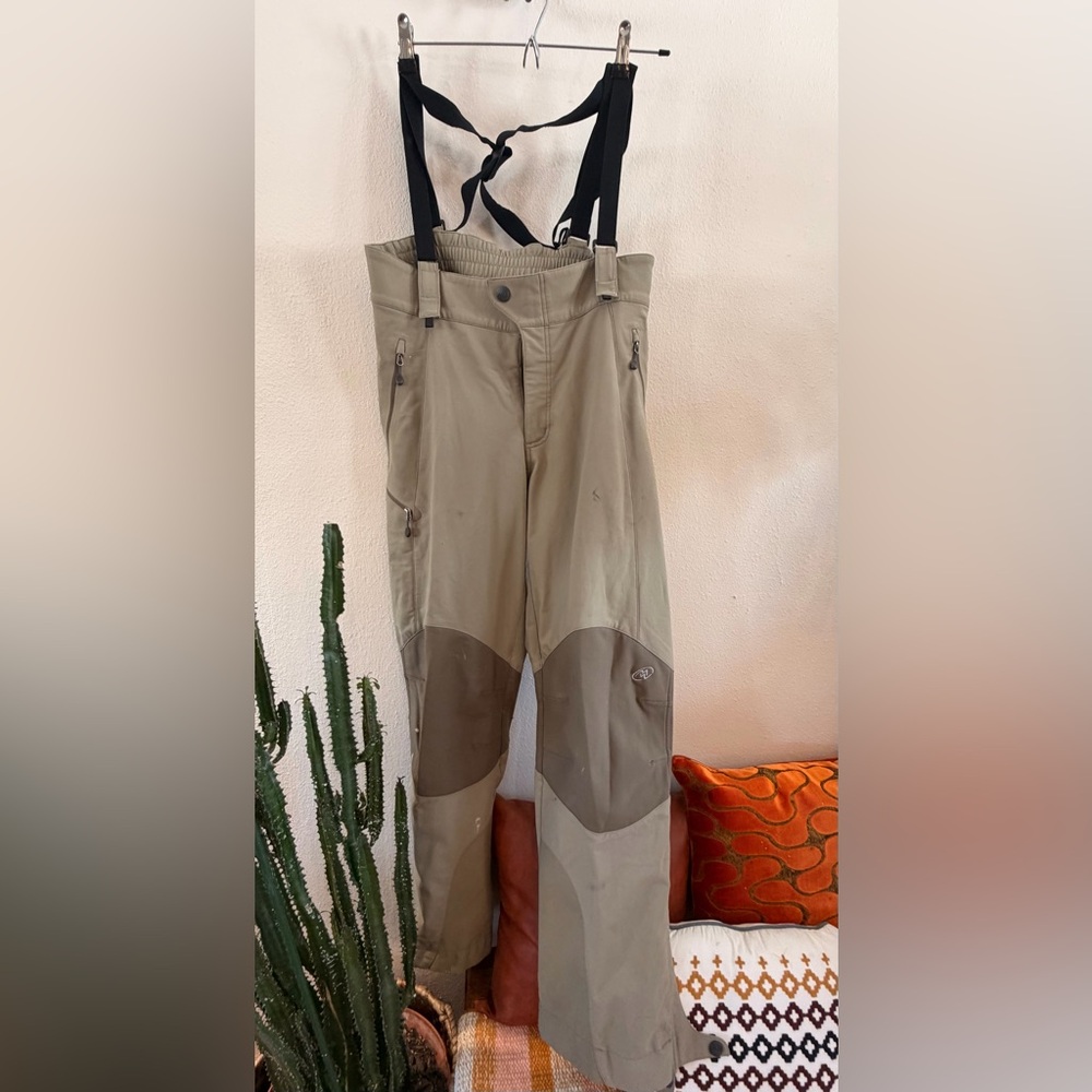 Men's Tan and Brown Outdoor Pants/ Suspenders
